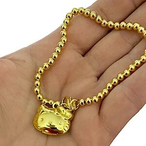 Gold Hello Kitty Locket Charm Beaded Bracelet
